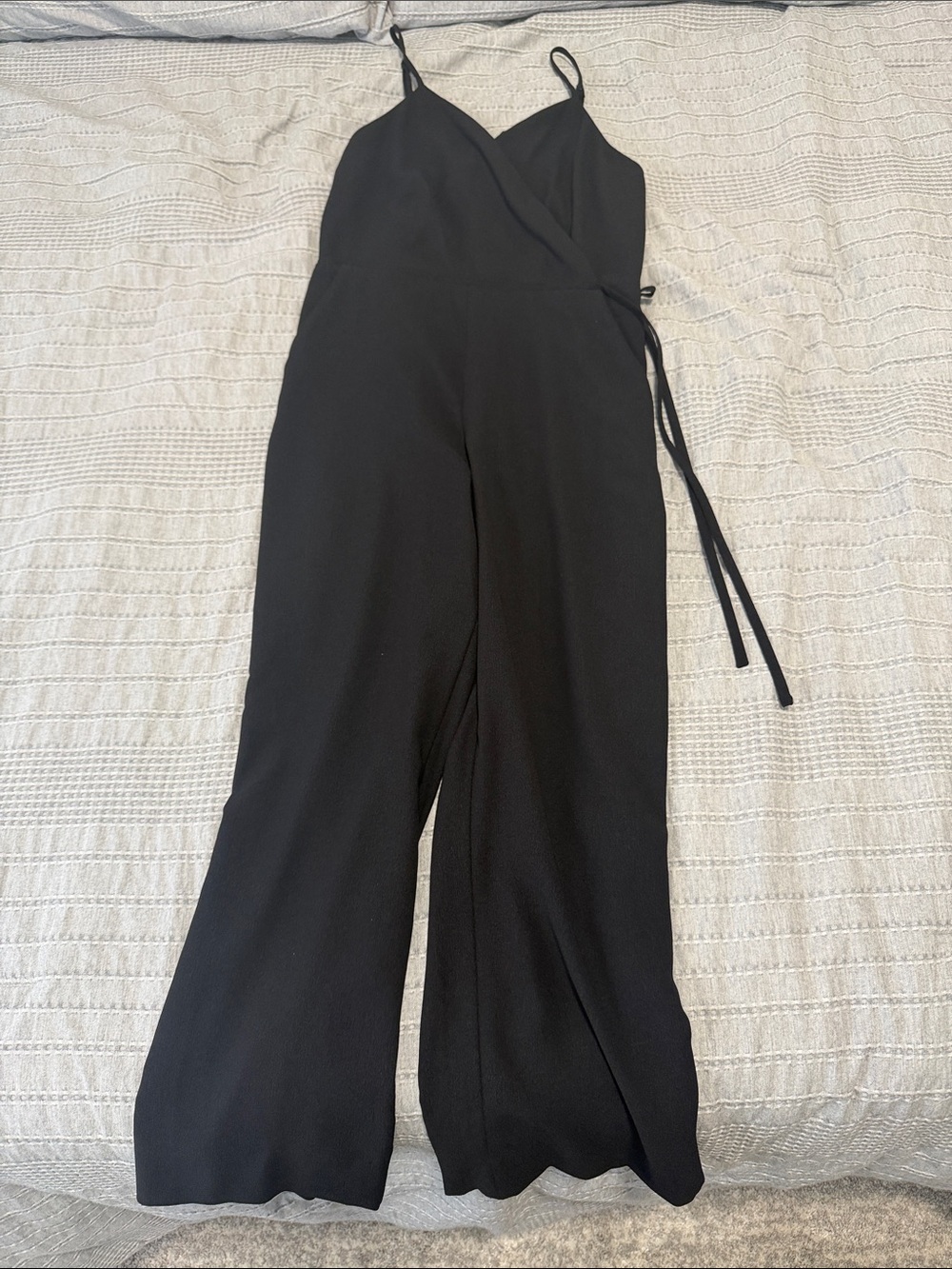 LOFT Black Wrap Tie Wide-Leg Jumpsuit